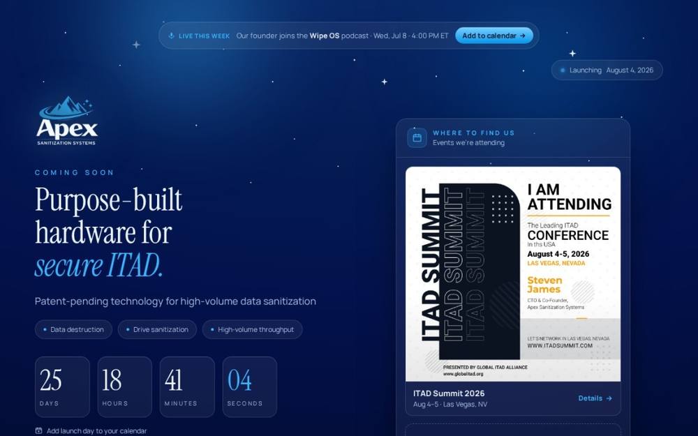 Apex ITAD website designed by Digital Renaissance